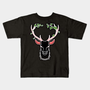 Black Deer in vines Kids T-Shirt